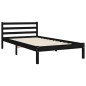 vidaXL Estructura de cama con cabecero madera maciza negro 100x200 cm vidaXL Estructura de cama con cabecero madera maciza negro 100x200 cm