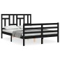 vidaXL Estructura de cama con cabecero madera maciza negro 120x200 cm