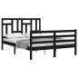 vidaXL Estructura de cama con cabecero madera maciza negro 120x200 cm