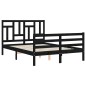 vidaXL Estructura de cama con cabecero madera maciza negro 120x200 cm