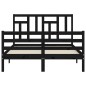 vidaXL Estructura de cama con cabecero madera maciza negro 120x200 cm