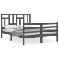 vidaXL Estructura de cama con cabecero madera maciza gris 140x190 cm vidaXL Estructura de cama con cabecero madera maciza gris 140x190 cm