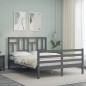 vidaXL Estructura de cama con cabecero madera maciza gris 140x190 cm vidaXL Estructura de cama con cabecero madera maciza gris 140x190 cm