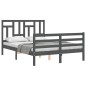 vidaXL Estructura de cama con cabecero madera maciza gris 140x190 cm vidaXL Estructura de cama con cabecero madera maciza gris 140x190 cm