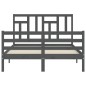 vidaXL Estructura de cama con cabecero madera maciza gris 140x190 cm vidaXL Estructura de cama con cabecero madera maciza gris 140x190 cm
