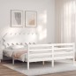 vidaXL Estructura de cama con cabecero madera maciza blanco 160x200 cm vidaXL Estructura de cama con cabecero madera maciza blanco 160x200 cm
