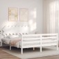 vidaXL Estructura de cama con cabecero madera maciza blanco 160x200 cm vidaXL Estructura de cama con cabecero madera maciza blanco 160x200 cm