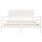 vidaXL Estructura de cama con cabecero madera maciza blanco 160x200 cm vidaXL Estructura de cama con cabecero madera maciza blanco 160x200 cm