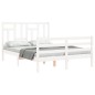 vidaXL Estructura de cama con cabecero madera maciza blanco 140x200 cm vidaXL Estructura de cama con cabecero madera maciza blanco 140x200 cm