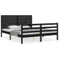 vidaXL Estructura de cama con cabecero madera maciza negro 160x200 cm vidaXL Estructura de cama con cabecero madera maciza negro 160x200 cm