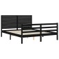 vidaXL Estructura de cama con cabecero madera maciza negro 160x200 cm vidaXL Estructura de cama con cabecero madera maciza negro 160x200 cm