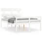 vidaXL Cama personas mayores cabecero madera maciza blanco 140x200 cm vidaXL Cama personas mayores cabecero madera maciza blanco 140x200 cm