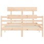 vidaXL Estructura de cama de matrimonio con cabecero madera maciza