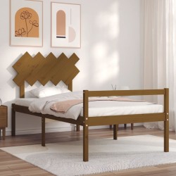 vidaXL Cama personas mayores cabecero madera marrón miel 100x200 cm