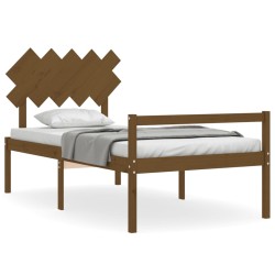 vidaXL Cama personas mayores cabecero madera marrón miel 100x200 cm