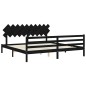 vidaXL Estructura de cama con cabecero madera maciza negro 200x200 cm