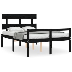 vidaXL Cama personas mayores cabecero madera maciza negro 120x200 cm