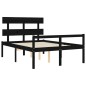 vidaXL Cama personas mayores cabecero madera maciza negro 120x200 cm vidaXL Cama personas mayores cabecero madera maciza negro 120x200 cm