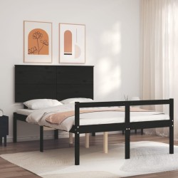 vidaXL Cama personas mayores cabecero madera maciza negro 120x200 cm