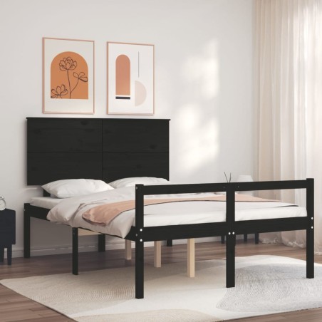 vidaXL Cama personas mayores cabecero madera maciza negro 120x200 cm