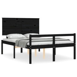 vidaXL Cama personas mayores cabecero madera maciza negro 120x200 cm
