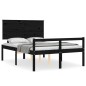 vidaXL Cama personas mayores cabecero madera maciza negro 120x200 cm vidaXL Cama personas mayores cabecero madera maciza negro 120x200 cm