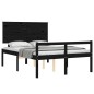 vidaXL Cama personas mayores cabecero madera maciza negro 120x200 cm vidaXL Cama personas mayores cabecero madera maciza negro 120x200 cm