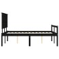 vidaXL Cama personas mayores cabecero madera maciza negro 120x200 cm vidaXL Cama personas mayores cabecero madera maciza negro 120x200 cm