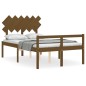 vidaXL Cama para personas mayores cabecero madera maciza marrón miel vidaXL Cama para personas mayores cabecero madera maciza marrón miel