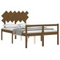 vidaXL Cama para personas mayores cabecero madera maciza marrón miel vidaXL Cama para personas mayores cabecero madera maciza marrón miel