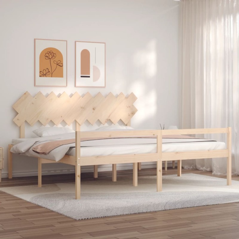vidaXL Cama para personas mayores con cabecero madera maciza 200x200cm vidaXL Cama para personas mayores con cabecero madera maciza 200x200cm