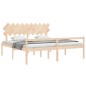 vidaXL Cama para personas mayores con cabecero madera maciza 200x200cm vidaXL Cama para personas mayores con cabecero madera maciza 200x200cm