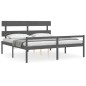 vidaXL Cama personas mayores cabecero madera maciza gris 200x200 cm vidaXL Cama personas mayores cabecero madera maciza gris 200x200 cm