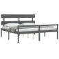 vidaXL Cama personas mayores cabecero madera maciza gris 200x200 cm vidaXL Cama personas mayores cabecero madera maciza gris 200x200 cm