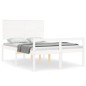 vidaXL Cama personas mayores cabecero madera maciza blanco 120x200 cm vidaXL Cama personas mayores cabecero madera maciza blanco 120x200 cm