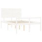 vidaXL Cama personas mayores cabecero madera maciza blanco 120x200 cm vidaXL Cama personas mayores cabecero madera maciza blanco 120x200 cm