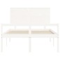 vidaXL Cama personas mayores cabecero madera maciza blanco 120x200 cm vidaXL Cama personas mayores cabecero madera maciza blanco 120x200 cm