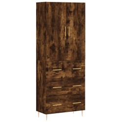 vidaXL Aparador alto madera contrachapada roble ahumado 69,5x34x180 cm