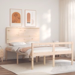 vidaXL Cama para personas mayores con cabecero madera maciza 140x190cm