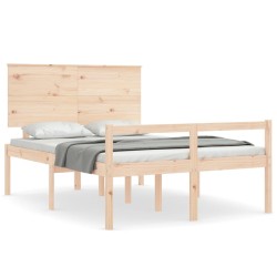 vidaXL Cama para personas mayores con cabecero madera maciza 140x190cm