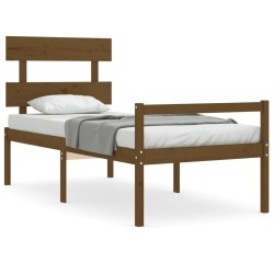 vidaXL Cama personas mayores cabecero madera marrón miel 100x200 cm