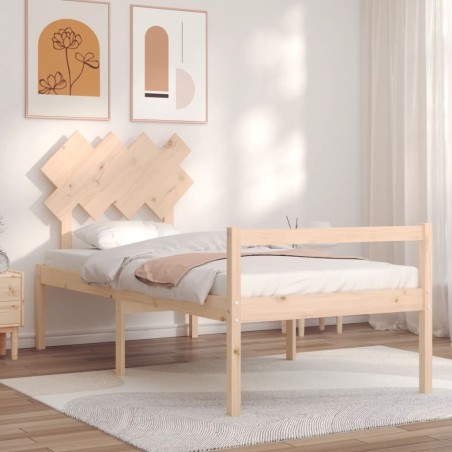 vidaXL Cama para personas mayores con cabecero madera maciza