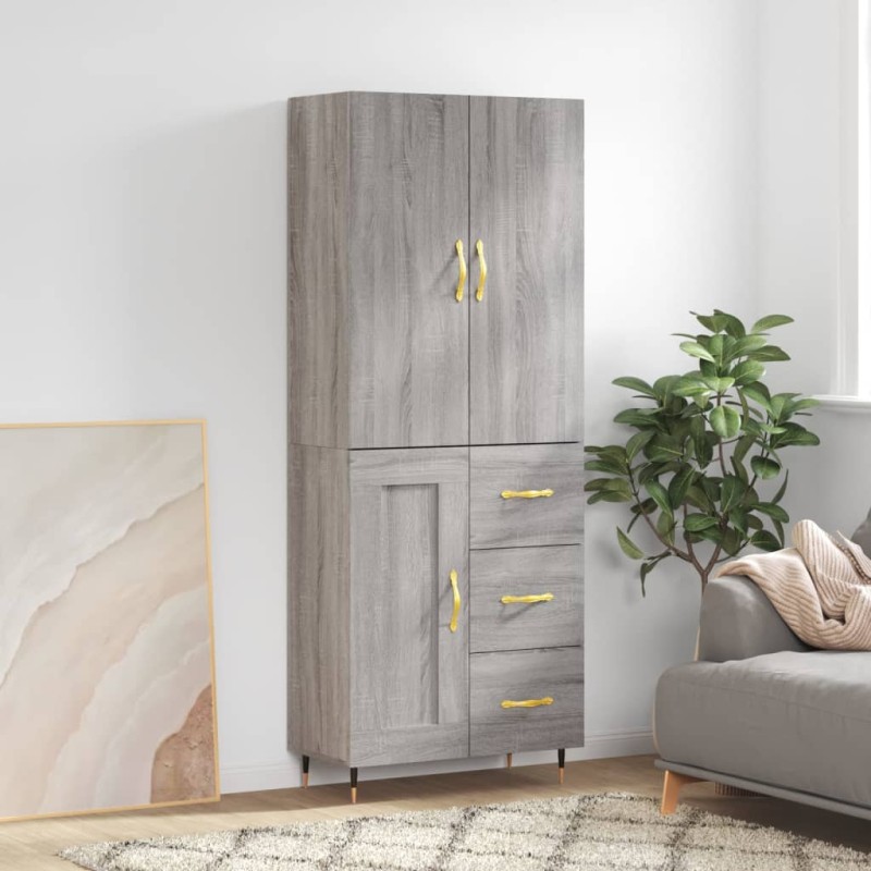 vidaXL Aparador alto madera contrachapada gris sonoma 69,5x34x180 cm vidaXL Aparador alto madera contrachapada gris sonoma 69,5x34x180 cm