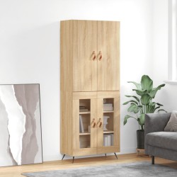 vidaXL Aparador alto madera contrachapada color roble 69,5x34x180 cm