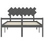 vidaXL Cama de matrimonio personas mayores cabecero madera maciza gris