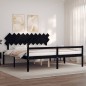 vidaXL Cama personas mayores cabecero madera maciza negro 200x200 cm vidaXL Cama personas mayores cabecero madera maciza negro 200x200 cm