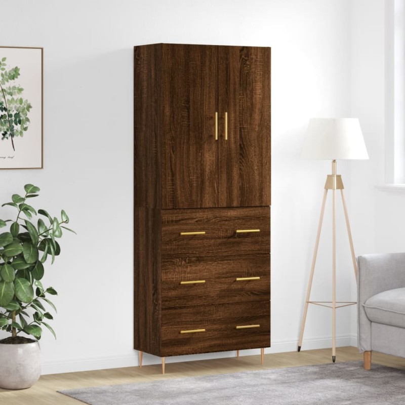 vidaXL Aparador alto madera contrachapada marrón roble 69,5x34x180 cm