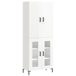 vidaXL Aparador alto madera contrachapada blanco brillo 69,5x34x180 cm