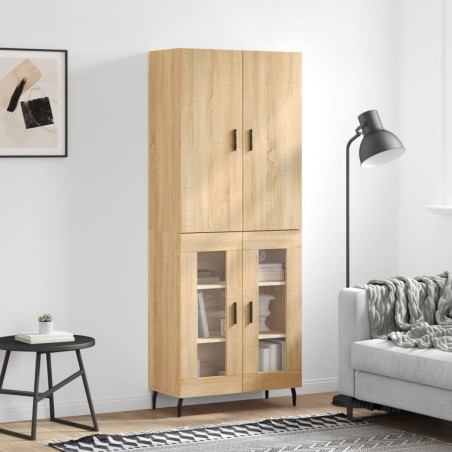 vidaXL Aparador alto madera contrachapada color roble 69,5x34x180 cm