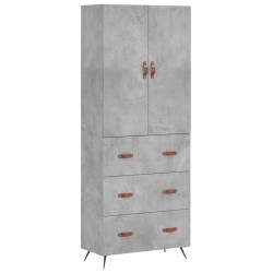 vidaXL Aparador alto madera contrachapada gris hormigón 69,5x34x180 cm